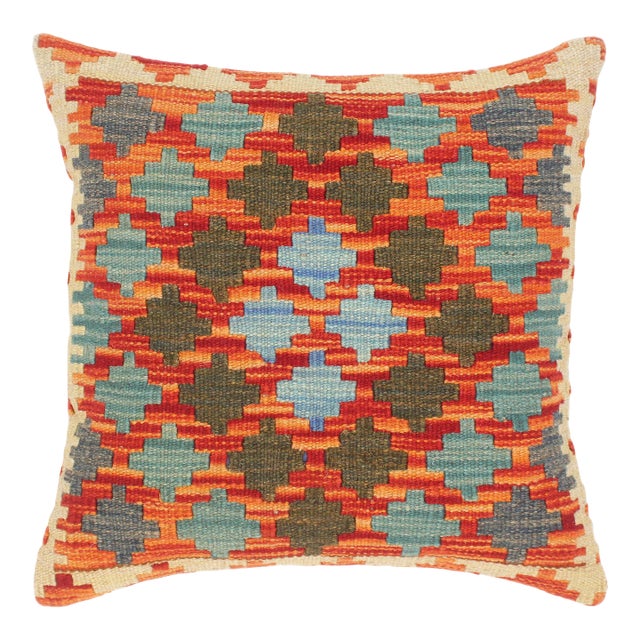 Geometric Turkish Timika Hand Woven Kilim Throw Pillow For Sale
