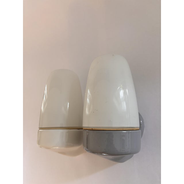1950s Light Blue Ceramic Model 6077 Sconces by Wilhelm Wagenfeld for Lindner, 1950s, Set of 2 For Sale - Image 5 of 16