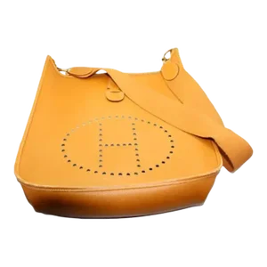 Hermes Evelyne Natural Tan Clemence Leather GM Handbag Purse