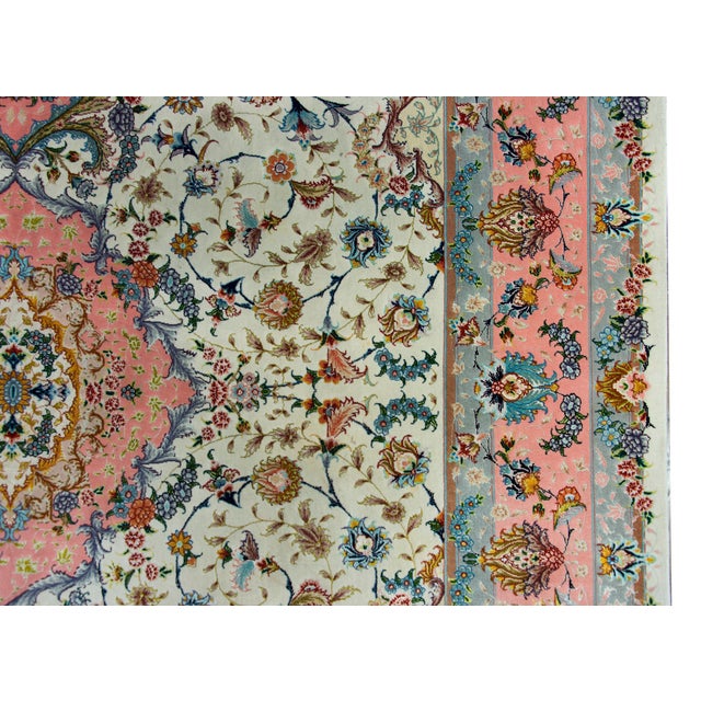 Vintage Silk Persian Tabriz Rug For Sale - Image 10 of 15