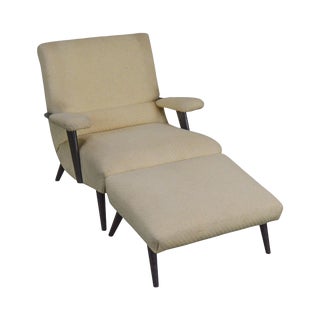 Mid Century Modern Paul McCobb Style Lounge Chair With Ottoman For Sale