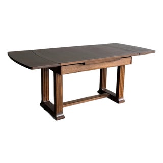 1940s Oak Draw Leaf Table For Sale