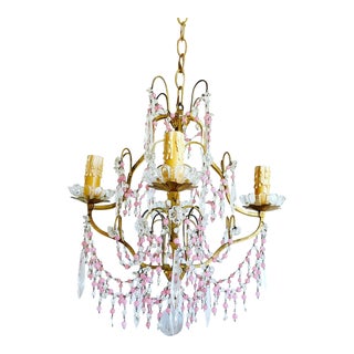Midcentury French Crystal Chandelier For Sale