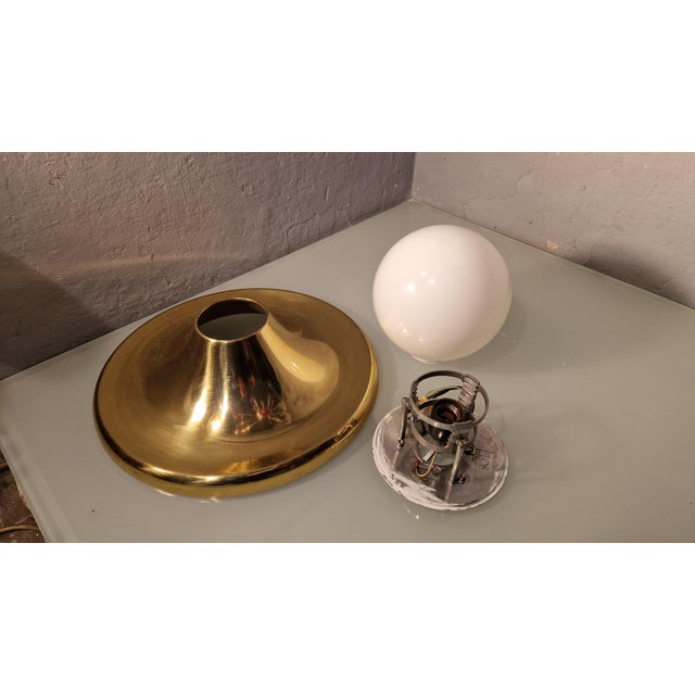 Goldenrod Vintage Wall Lamp in Brass and Opaline Glass by Achille & Pier Giacomo Castiglioni for Flos, 1960s For Sale - Image 8 of 9