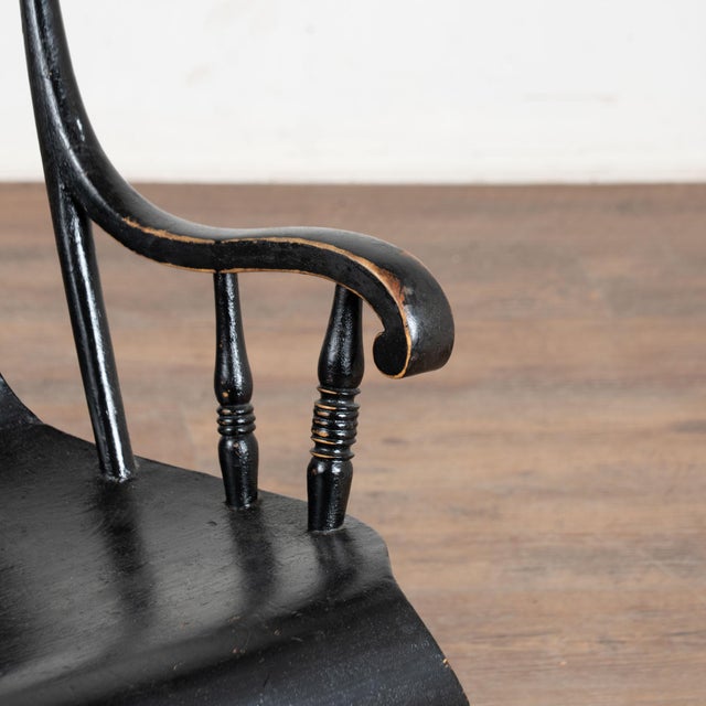 Wood 19th Century Swedish Child’s Black Rocking Chair For Sale - Image 7 of 13