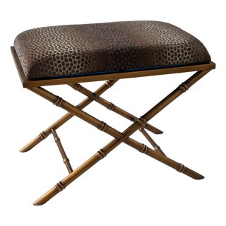 Lauderdale Brass Bamboo Leg Bench, Wayland For Sale