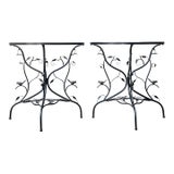Vintage Sculptural Metal Demilune Console Tables - A Pair For Sale