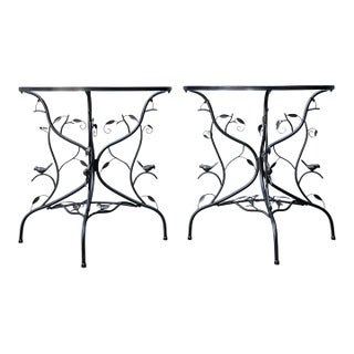 Vintage Sculptural Metal Demilune Console Tables - A Pair For Sale