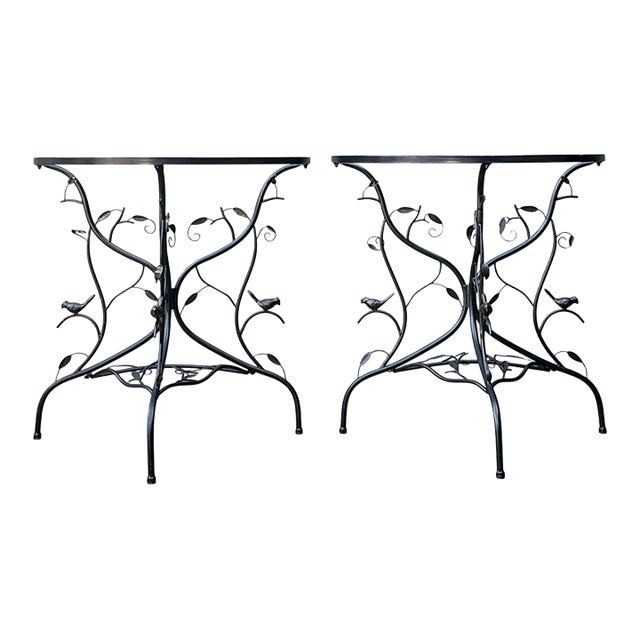Vintage Sculptural Metal Demilune Console Tables - A Pair For Sale