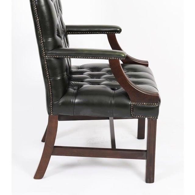 Green Vintage English Green Gainsborough Leather Desk Chairs, Set of 2 For Sale - Image 8 of 15