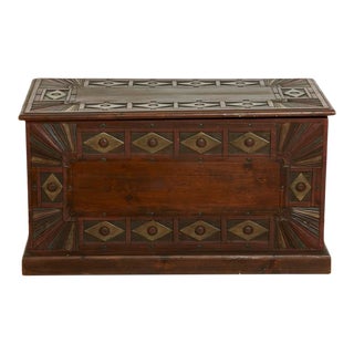 Art Deco Revival Carved Polychrome Blanket Chest For Sale