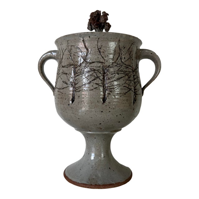 1976 Don McWhorter Sculptural Organic Studio Pottery Vessel With Tree Lid For Sale