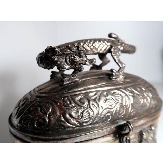 Mixed Metal Larger Size Dragon Trinket Box or Dresser Box or Jewelry Box For Sale - Image 12 of 13