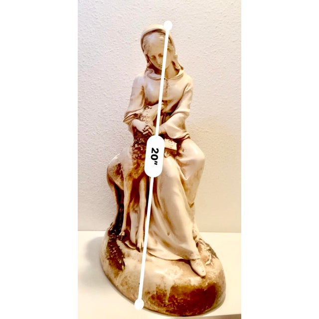 Vintage Marian of Rylstone Statue, Marwal, 1950's, Woman With Deer For Sale - Image 9 of 12