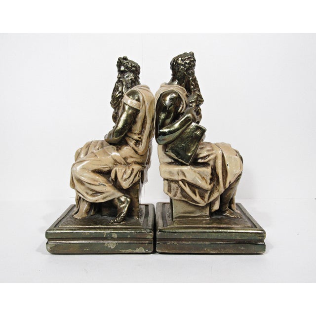 Vintage Marion Bronze Moses Bookends After Michelangelo For Sale - Image 9 of 11