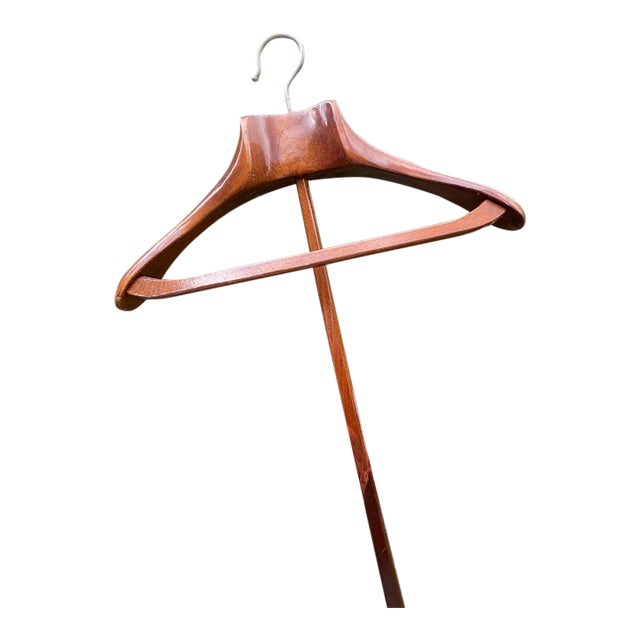 Rare Mid 20th Century Modern Italian Dovetail Wooden Hanger W/ Pole Fratelli Reguitti For Sale
