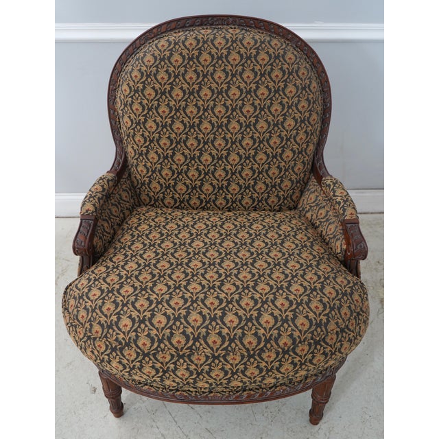 Age: Approx. 15 Years Old Details: From Model Home, Rarely Ever Used Bergere Style Chair & Matching Ottoman Nice Carved...