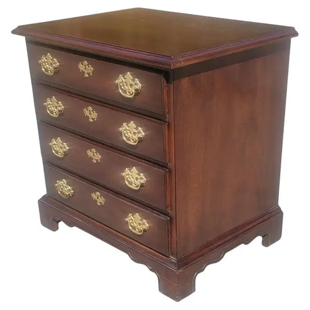 Drexel Bicentennial Chippendale Mahogany Four Drawers Bedside Chest of Drawers - Vintage Late 20th Century - 23.5" X 17" X...