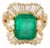 Estate Diamond & Emerald 18k Yellow Gold Cocktail Ring Size 6 For Sale