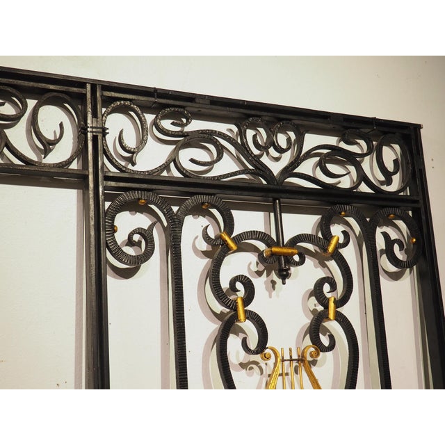 Antique French Wrought Iron Entryway Surround With Gilded Lyre Decor, C. 1920s For Sale - Image 12 of 18