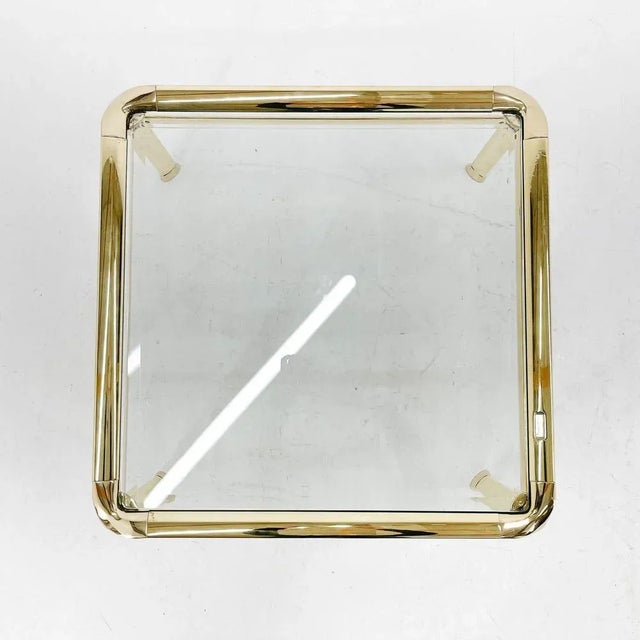 Italian Coffee Table in Brass and Glass by Mauro Lipparini, 1970s For Sale - Image 6 of 13