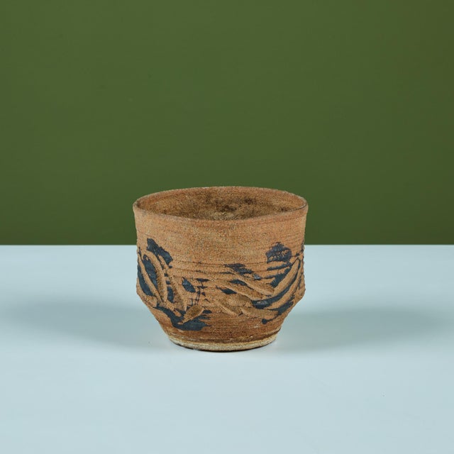 Mid 20th Century Stoneware Table Planter with Black Glaze For Sale - Image 5 of 13