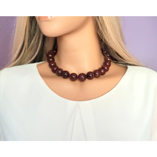 Rare Red Rutilated Quartz Necklace, With Sterling Silver Red Quartz Clasp For Sale - Image 4 of 11