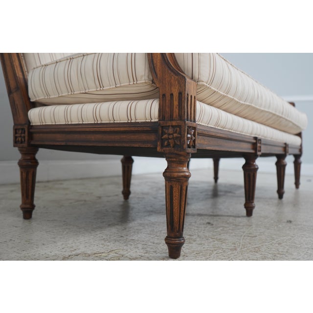Ethan Allen French Louis XVI Style Mahogany Upholstered Large Sofa For Sale In Philadelphia - Image 6 of 18