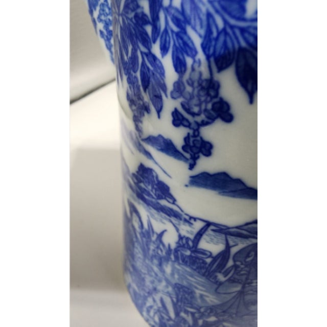 Ceramic Antique Blue and White Porcelain Chinoiserie Japanese Hot Water Pitcher For Sale - Image 7 of 12