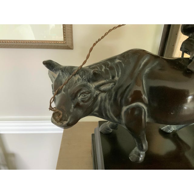 Frederick Cooper Cast Metal Boy on Ox Playing Flute Table Lamp For Sale In Chicago - Image 6 of 13