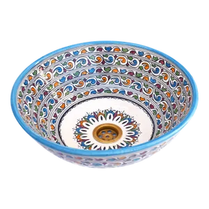 Blue Handpainted Vessel Sink Bowl