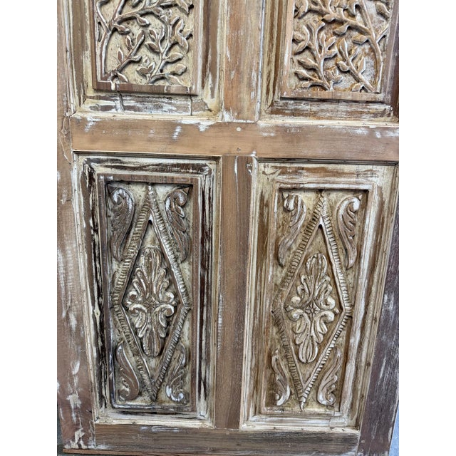 Mid-Century Modern Vintage Hand-Carved Natural Wood Door – Rustic Hinged or Sliding Barn Door Panel 80x36 For Sale - Image 3 of 6
