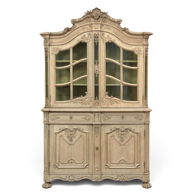 Early 20th Century Antique Liegeoise Regence Stripped Oak Bookcase ~ Display Cabinet For Sale - Image 5 of 18