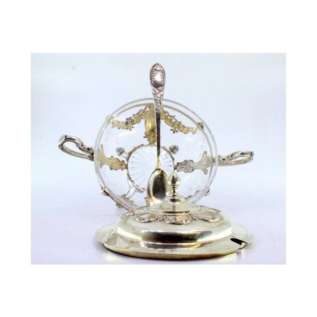 Silver Compote Dish with Embossed Glass Core For Sale - Image 3 of 9