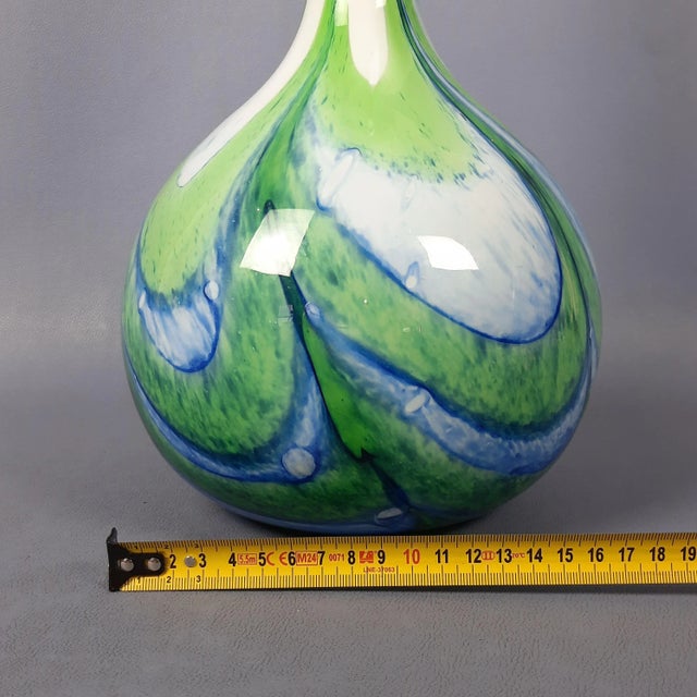 Modern Wavy Green and Blue Murano Glass Vase by Carlo Moretti, 1970s For Sale - Image 9 of 11