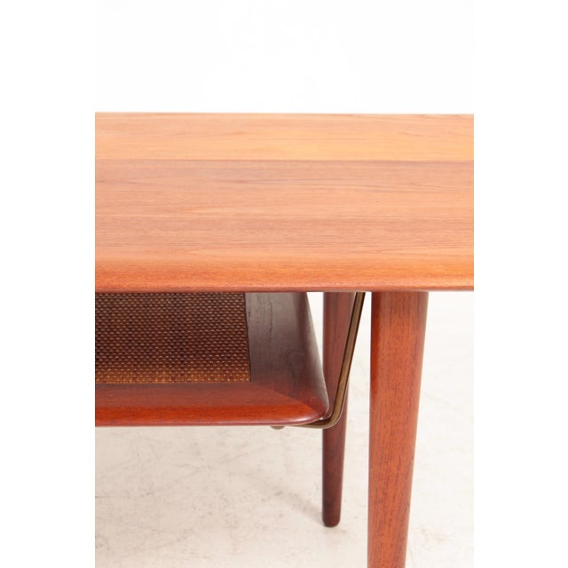 Wood Midcentury Low Table in Solid Teak and Cane by White & Mølgaard, Made in Denmark From France & Søn / France & Daverkosen For Sale - Image 7 of 11