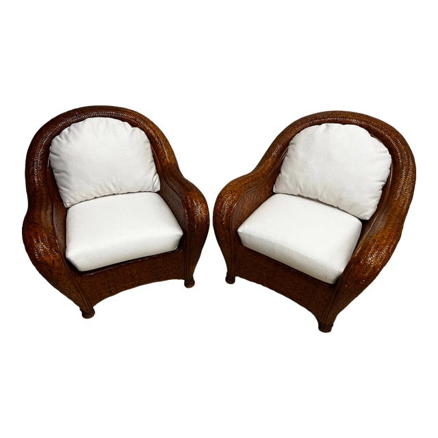Contemporary Rattan Peel Chairs - a Pair For Sale