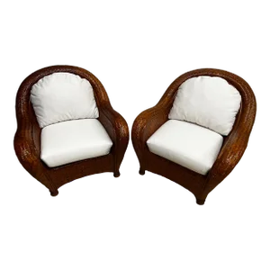 Contemporary Rattan Peel Chairs - a Pair