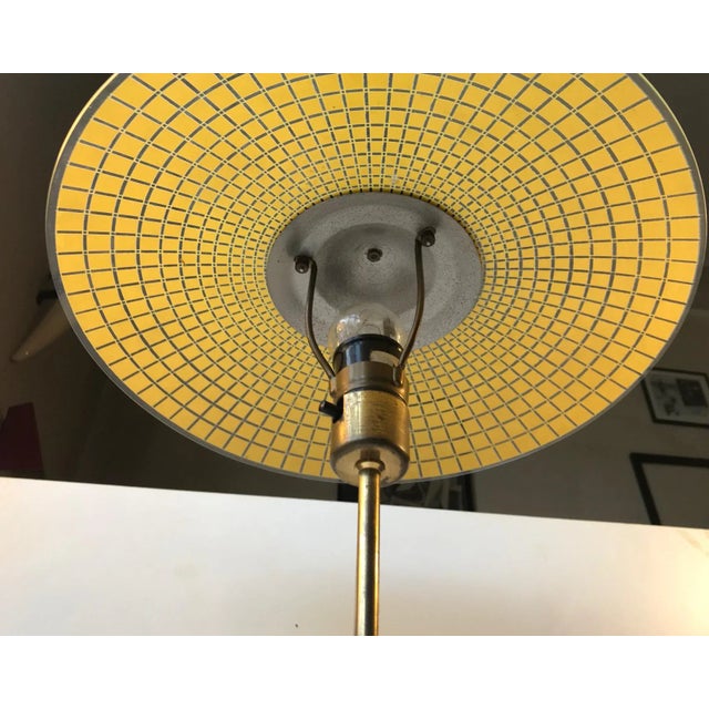 Mid-Century Modern Vintage Swiss Brass & Checkered Glass Tripod Table Lamp, 1960s For Sale - Image 3 of 10