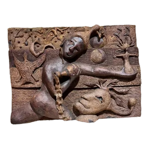 Midcentury Relief Wall Art Ceramic Pottery Sculpture