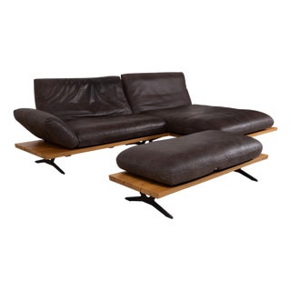Marylin Leather Corner Sofa with Ottoman from Koinor, Set of 2 For Sale