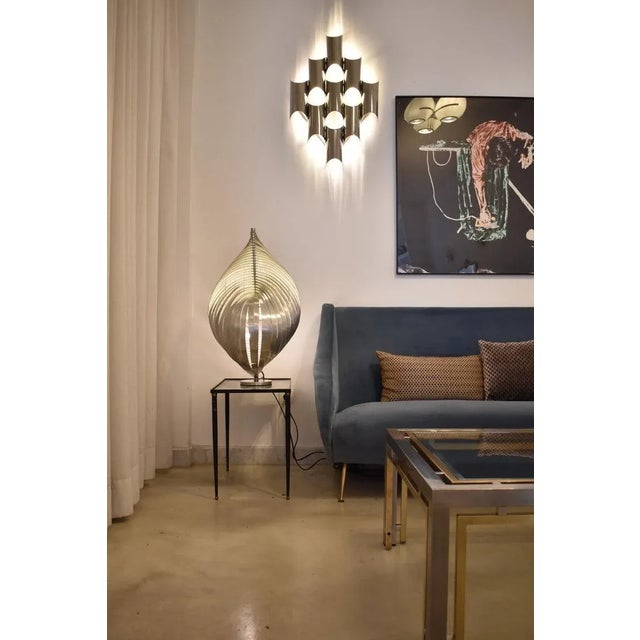 Metal Pair of Sculptural Chrome Tubular Wall Sconces by Reggiani, Italy, 1970s For Sale - Image 7 of 8
