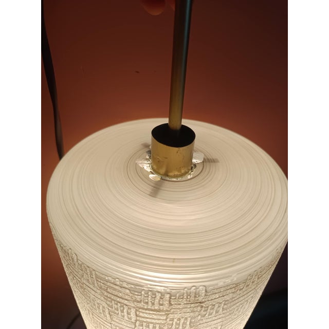 Gold Large Vintage Glass Cylinder Pendant Light, 1950s For Sale - Image 8 of 12
