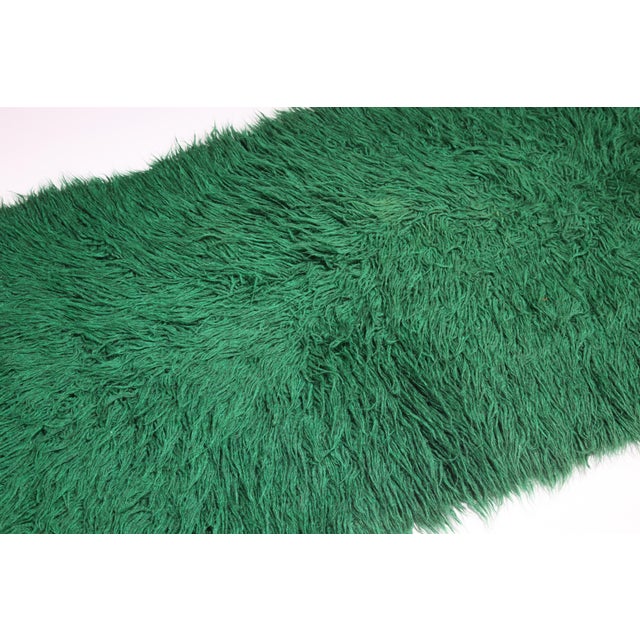 Late 20th Century Vintage Anatolian Filikli Goat Hair Rug in Green Tone -2' 5'' X 6' 8'' For Sale - Image 5 of 12