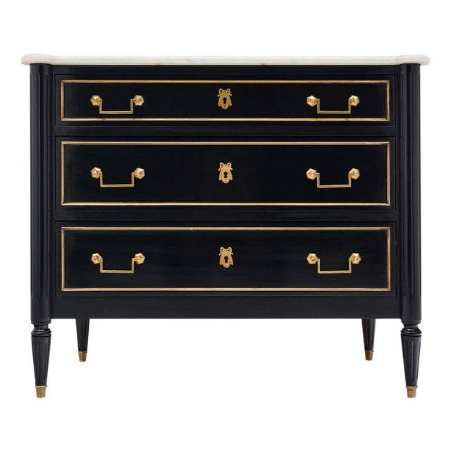 French Petite Chest of Drawers With Marble Top For Sale