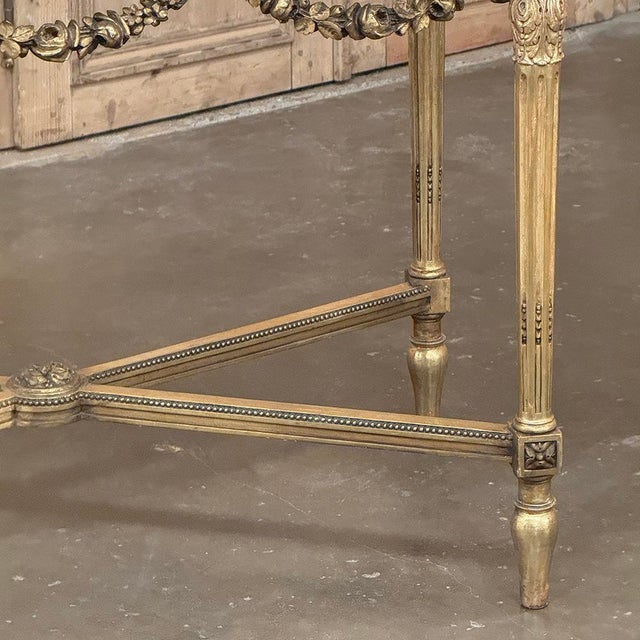 19th Century French Louis XVI Giltwood Center Table With Carrara Marble For Sale - Image 11 of 12
