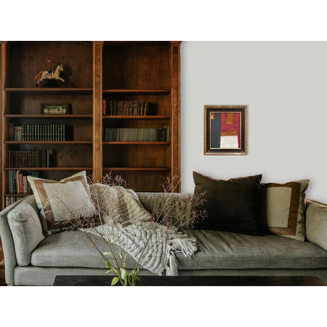 Abstract “Romantic” Black Abstract Art in Antique Frame, Transitional Living Room Art by JTS For Sale - Image 3 of 10