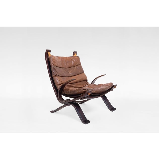 Vintage Cognac Focus Lounge Chair from Bramin Møbler, 1970s For Sale - Image 3 of 4