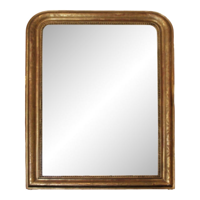 19c French Antique Louis Philippe Mirror With Flower Detail For Sale