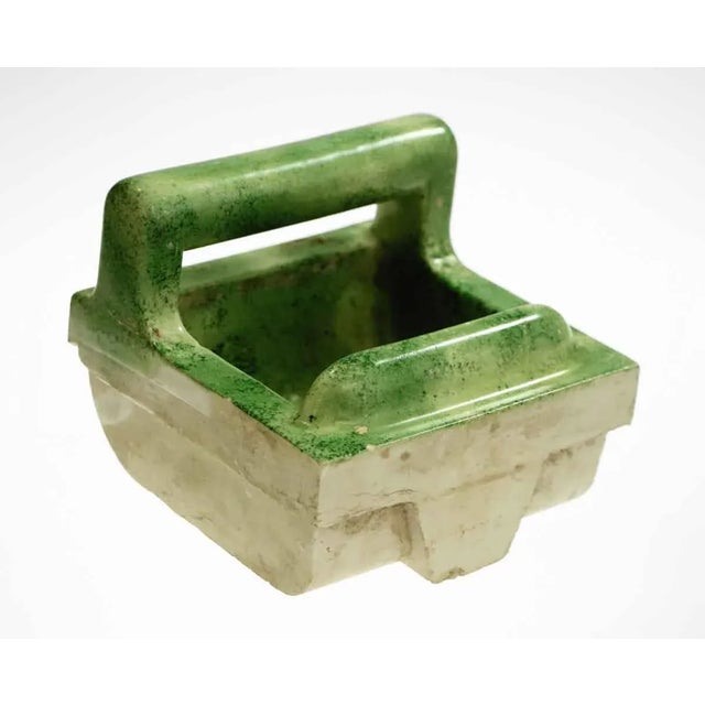 Ceramic Vintage Green Marbleized Ceramic Flush Mount Soap Dish For Sale - Image 7 of 7